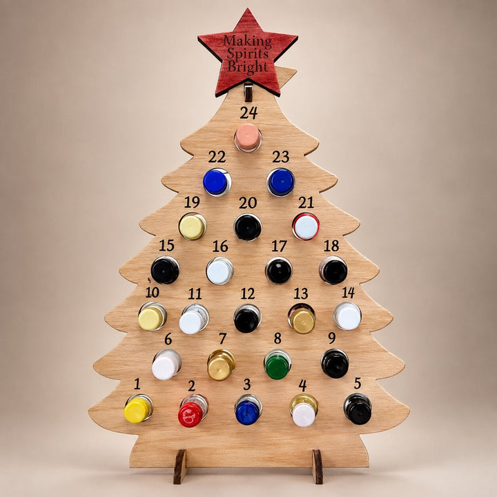 Wooden Christmas Tree Bottle Advent Calendar With 24 Compartments Freestanding Holiday Countdown Display - Image 5