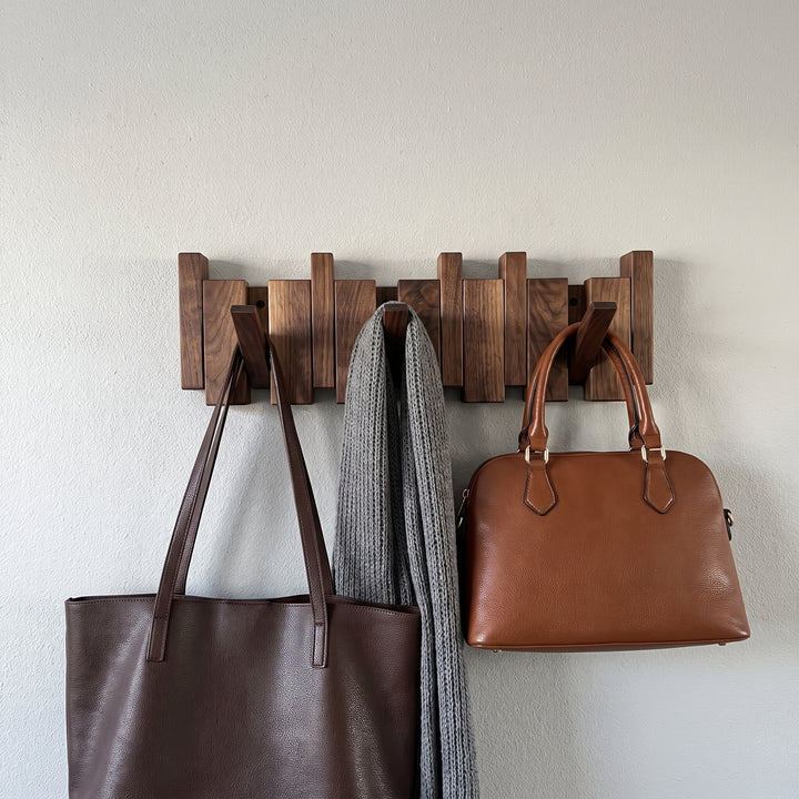 Wooden Coat Rack with Streamlined Wall-Mounted Design and Angled Hooks - Image 1