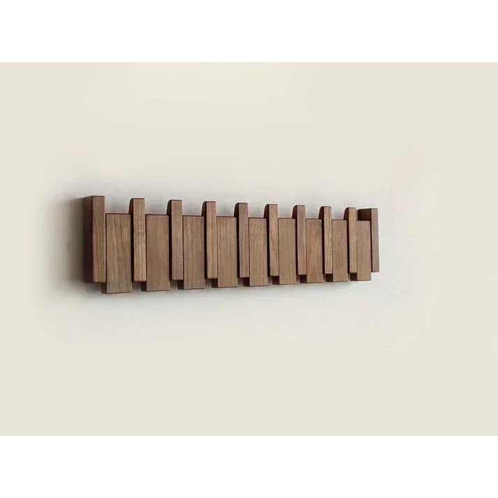 Wooden Coat Rack with Streamlined Wall-Mounted Design and Angled Hooks - Image 11