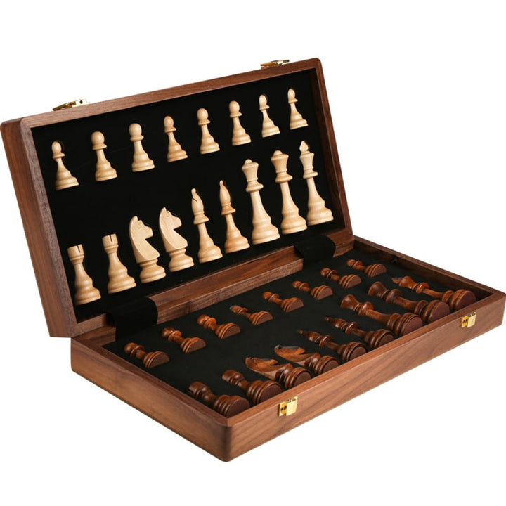 Wooden Folding Chessboard Large Solid Set For Children - Image 4
