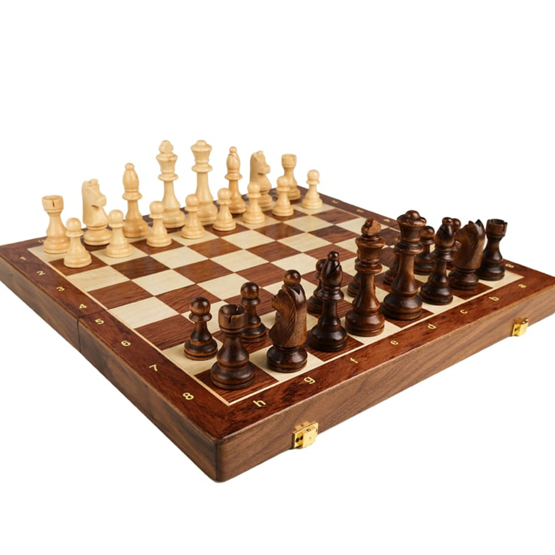 Wooden Folding Chessboard Large Solid Set For Children - Image 6