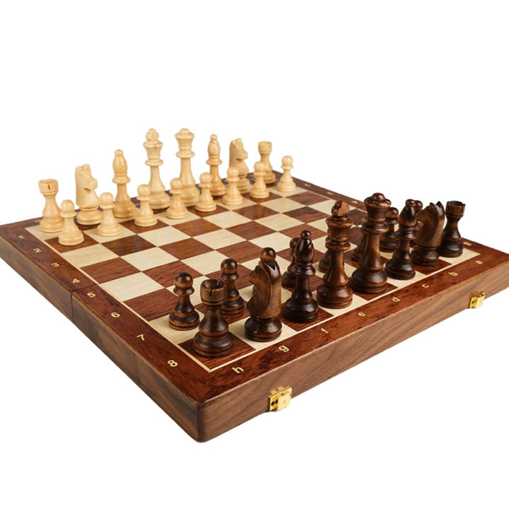 Wooden Folding Chessboard Large Solid Set For Children - Image 6