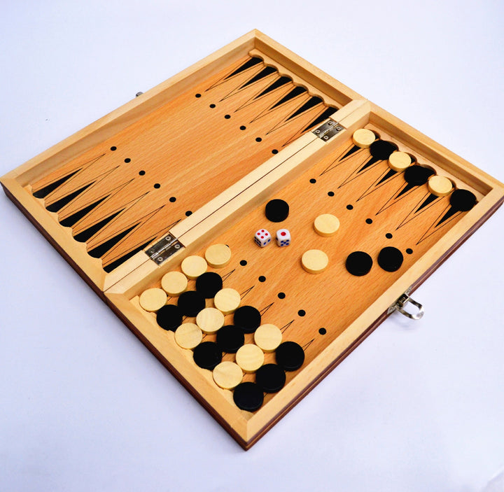 Wooden Magnetic 3 In 1 Chess Set With Folding Board - Image 7