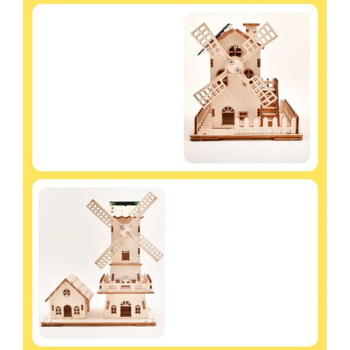Wooden Windmill Puzzle Kit Solar Powered 3D Diy Educational Toy - Image 11